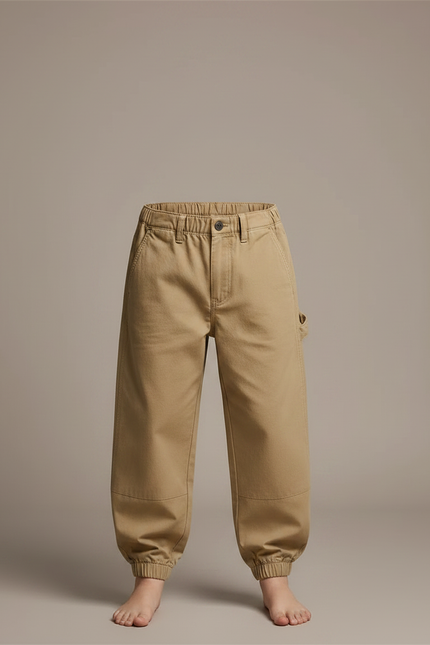 Pantalon Fluide Cargo Beige Coton Ample Garçon - Toile - vue 3