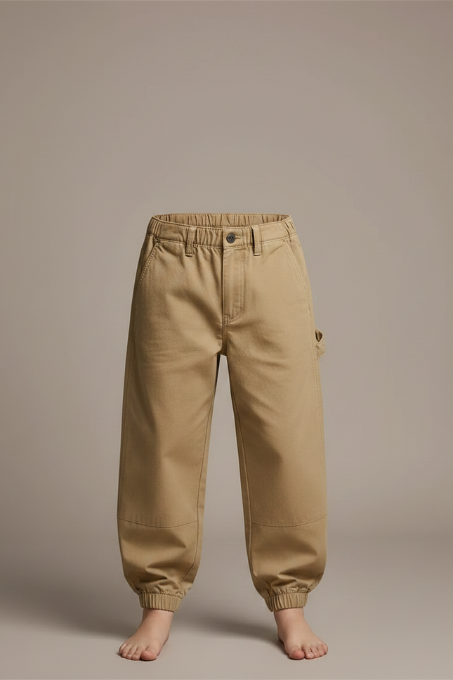 Pantalon Fluide Cargo Beige Coton Ample Garçon - Toile - vue 3