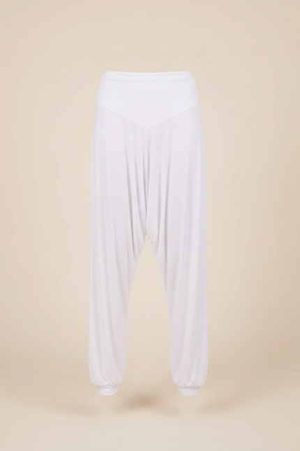 Pantalon Fluide Blanc Ample Harem Confortable Fille - Viscose - vue 3