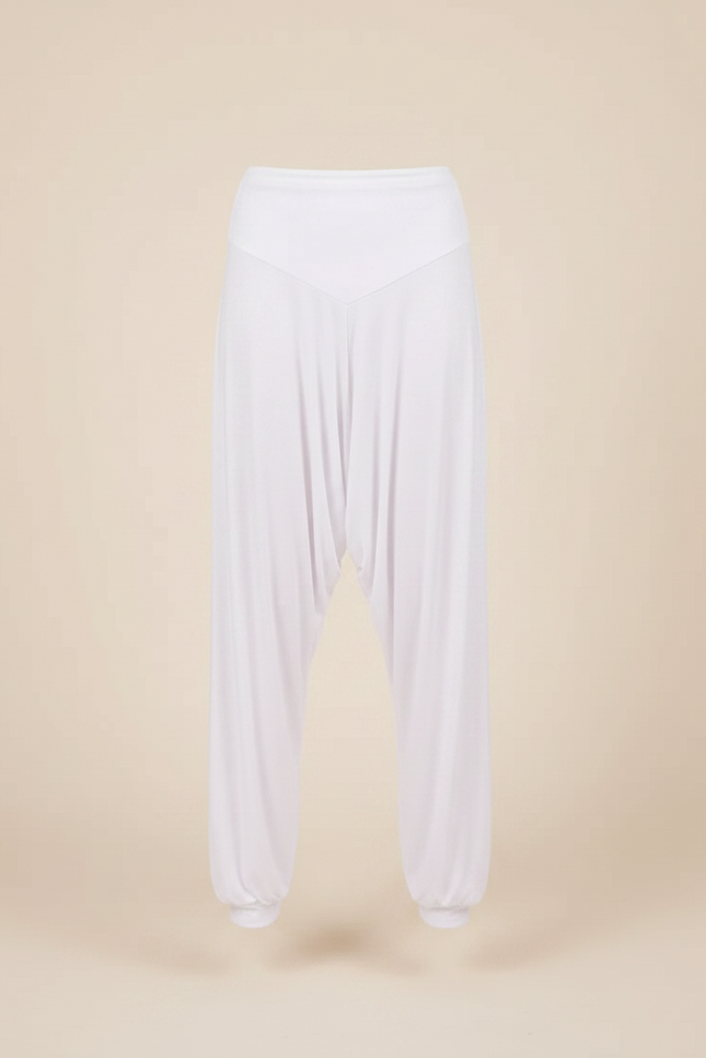 Pantalon Fluide Blanc Ample Harem Confortable Fille - Viscose - vue 3