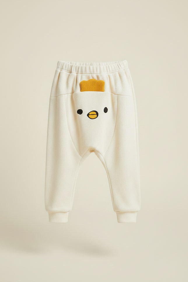 Pantalon Fluide Côtelé Écru Ample Canard Enfant - Beige Cordé - vue 3