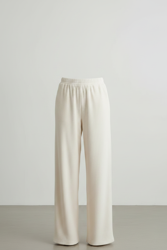 Pantalon Fluide Cotelé - Beige Maille - vue 3