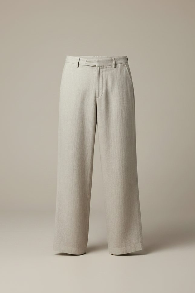 Pantalon Fluide Beige Ample Lin Décontracté Homme - vue 3