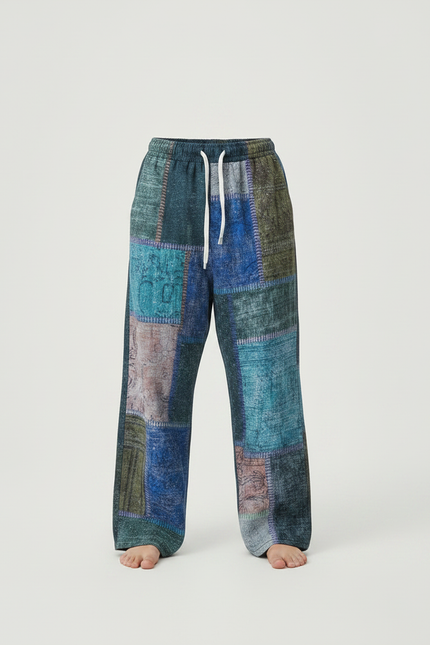 Pantalon Fluide Patchwork Coloré Ample Décontracté Enfant - Multicolore Viscose - vue 3
