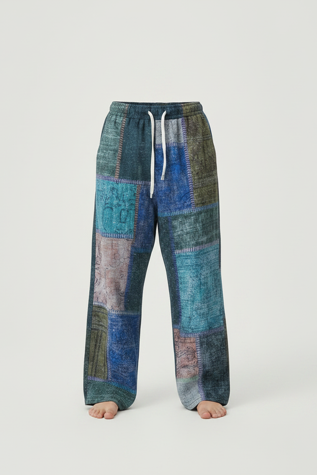 Pantalon Fluide Patchwork Coloré Ample Décontracté Enfant - Multicolore Viscose - vue 3