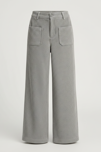 Pantalon Fluide Fille Gris Palazzo Coton - Cordé - vue 3