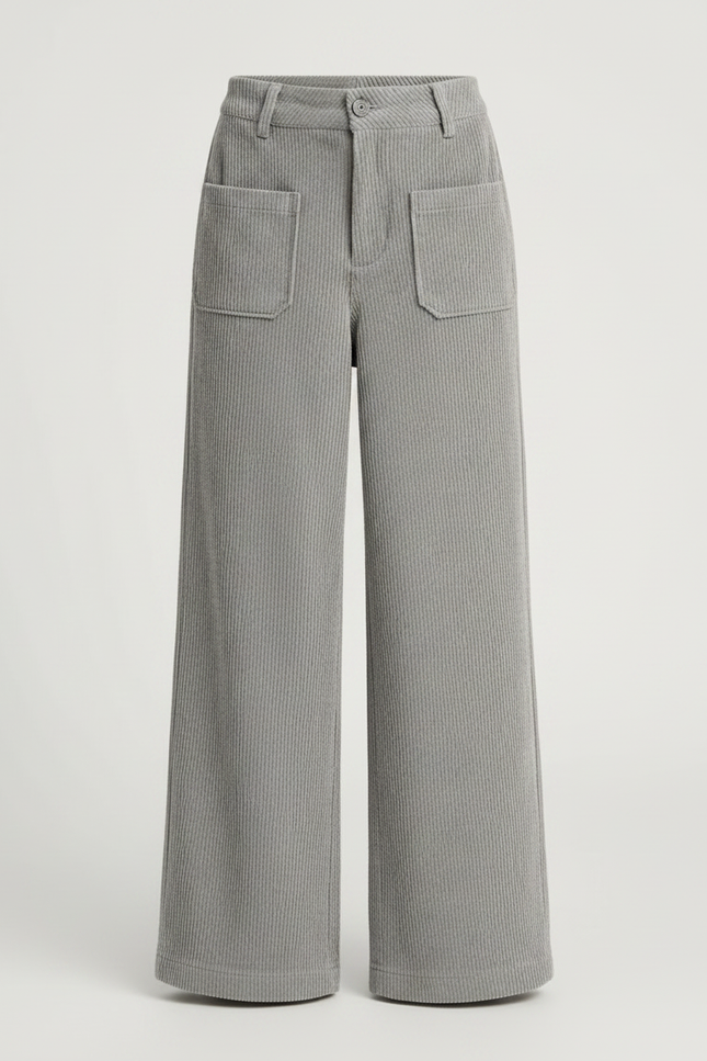 Pantalon Fluide Fille Gris Palazzo Coton - Cordé - vue 3