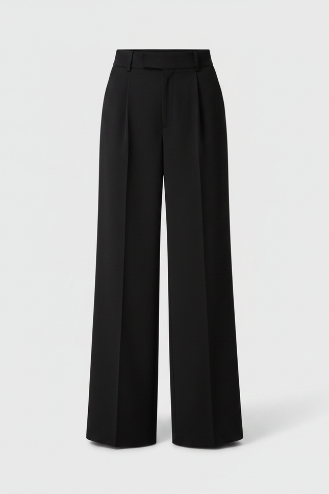 Pantalon Fluide Femme Noir Palazzo Polyester Habillé - Viscose - vue 3
