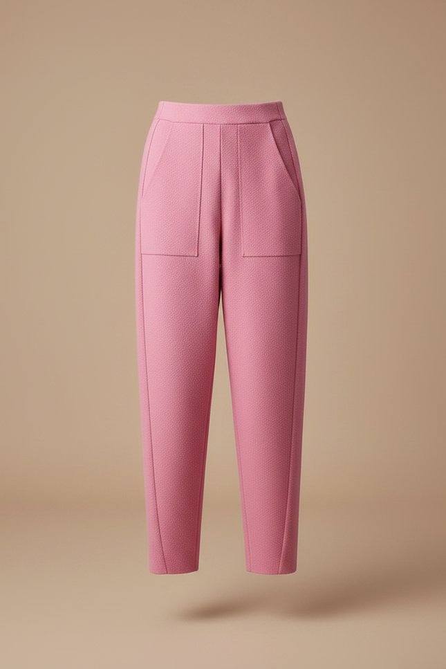 Pantalon Fluide Rose Ample Décontracté Texturé Femme - Tweed - vue 3