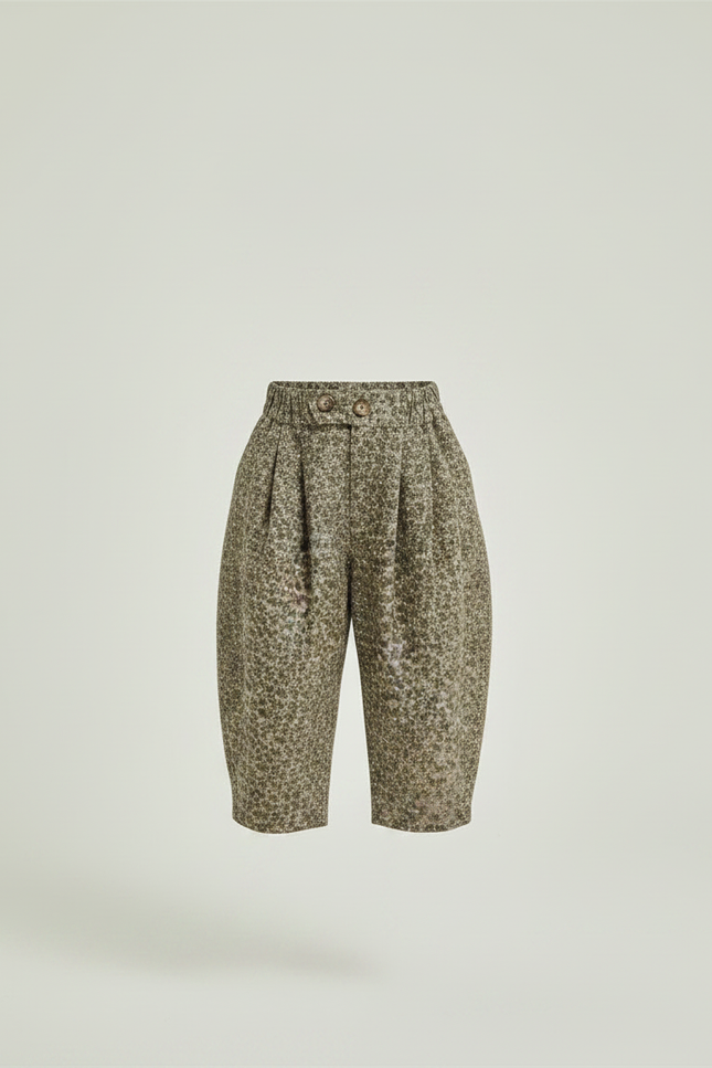 Pantalon Fluide Imprimé Fleuri Ample Décontracté Enfant - Kaki Tweed - vue 3