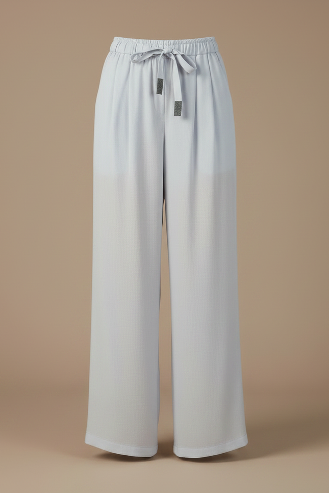 Pantalon Fluide Bleu Ciel Ample Cordon Décontracté - Viscose - vue 3