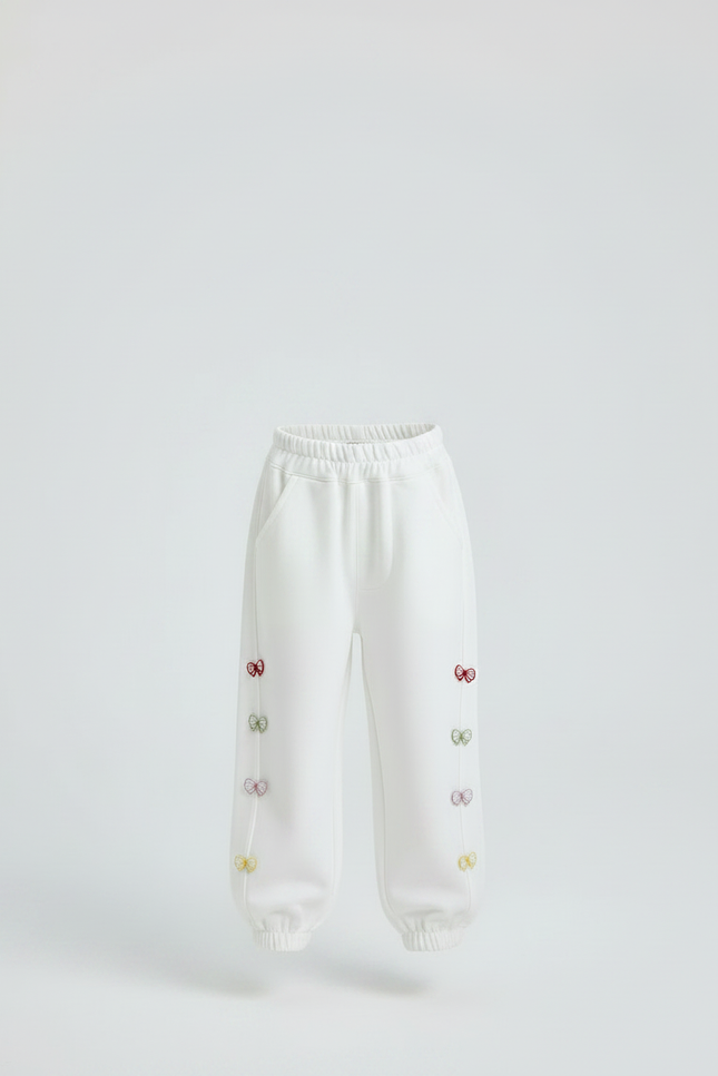 Pantalon Fluide Blanc Ample Papillons Colorés Fille - Molleton - vue 3