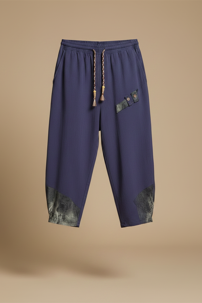 Pantalon Fluide Homme Bleu Marine Coupe Ample - Lin - vue 3