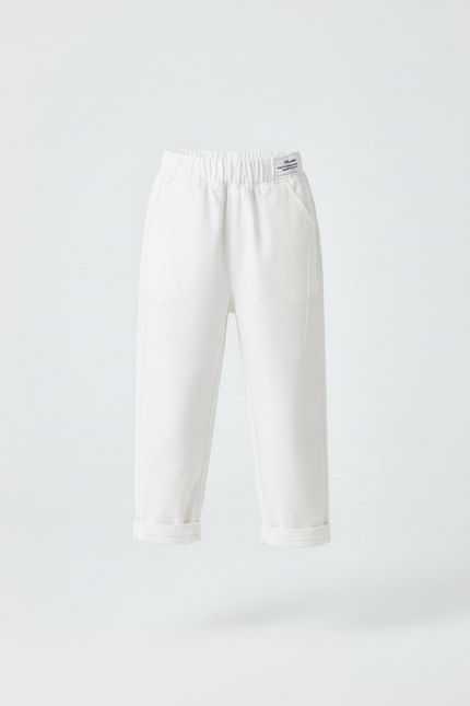 Pantalon Fluide Blanc Ample Coton Décontracté Enfant - Molleton - vue 3