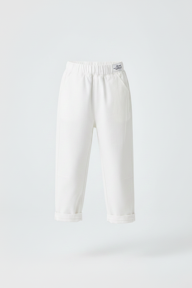 Pantalon Fluide Blanc Ample Coton Décontracté Enfant - Molleton - vue 3