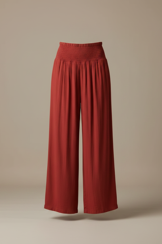 Pantalon Fluide Rouille - Rouge Viscose - vue 3