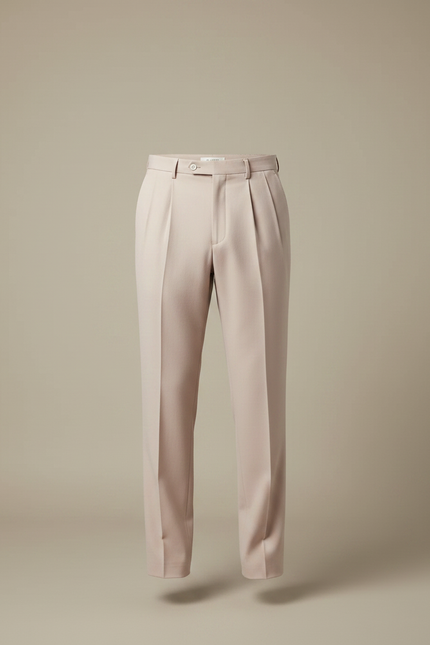 Pantalon Fluide Rose Pâle Plissé Droit Homme Élégant - Polyester - vue 3