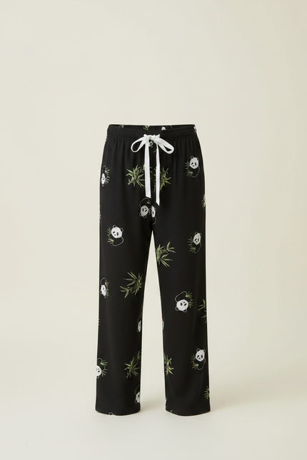 Pantalon Fluide Noir Pandas Bambou Ample Confortable Enfant - Viscose - vue 3