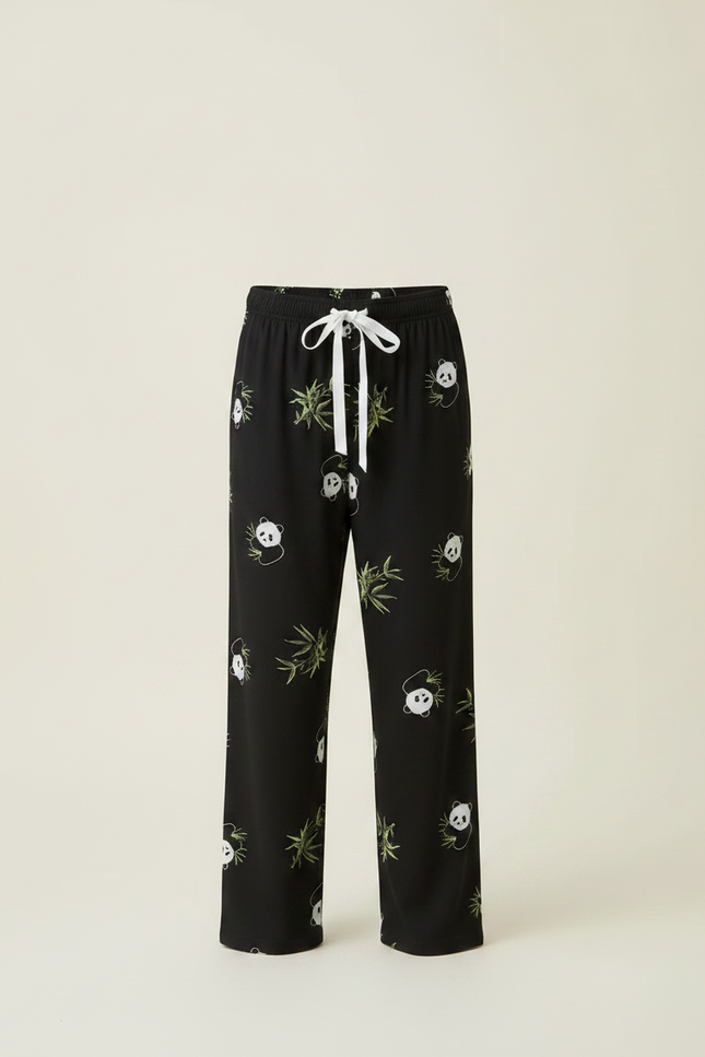 Pantalon Fluide Noir Pandas Bambou Ample Confortable Enfant - Viscose - vue 3