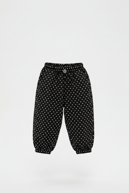 Pantalon Fluide Noir Ample Pois Blanc Garçon - Coton - vue 3