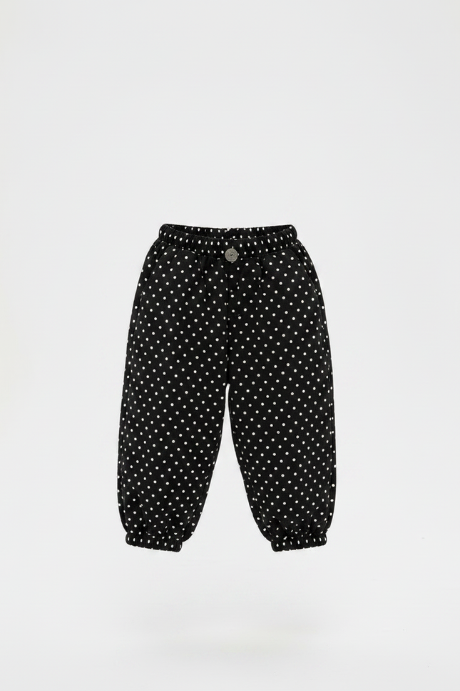 Pantalon Fluide Noir Ample Pois Blanc Garçon - Coton - vue 3