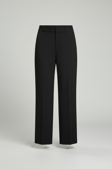 Pantalon Fluide Noir Ample Boutonné Élégant Droit - Polyester - vue 3