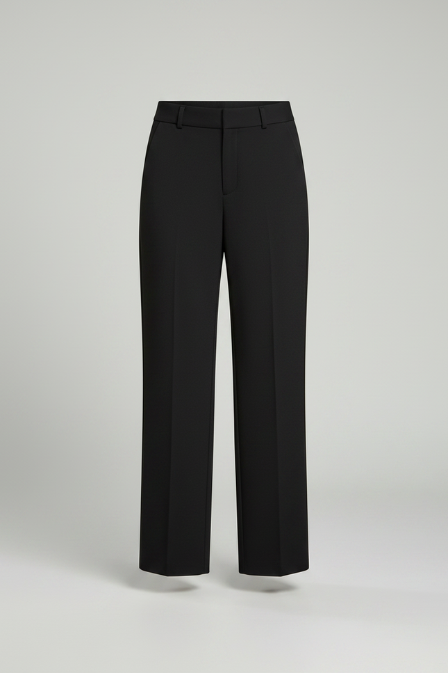 Pantalon Fluide Noir Ample Boutonné Élégant Droit - Polyester - vue 3