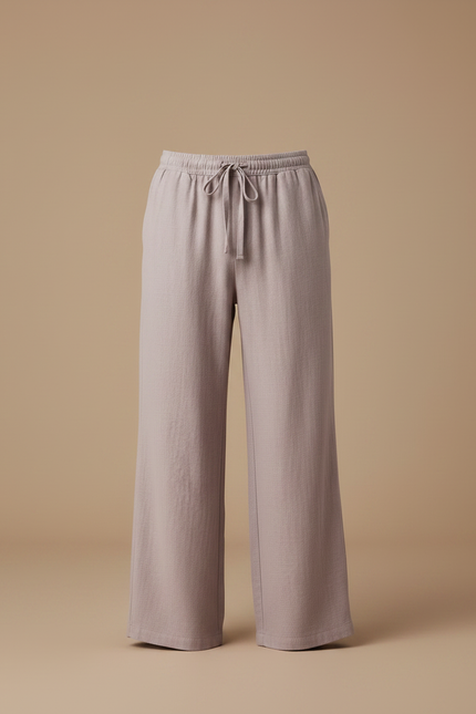 Pantalon Fluide Homme Ample Cordon Décontracté Lin - Violet - vue 3
