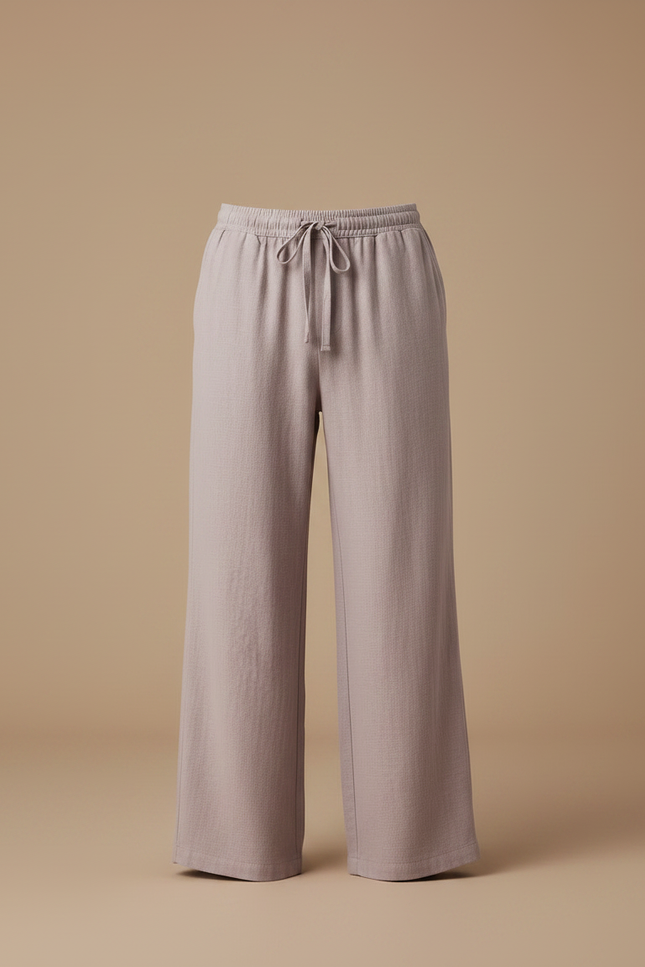 Pantalon Fluide Homme Ample Cordon Décontracté Lin - Violet - vue 3