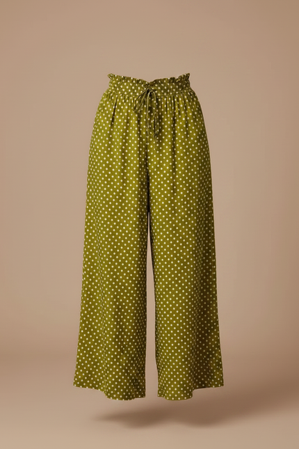 Pantalon Fluide Motif Femme - Kaki Viscose - vue 3