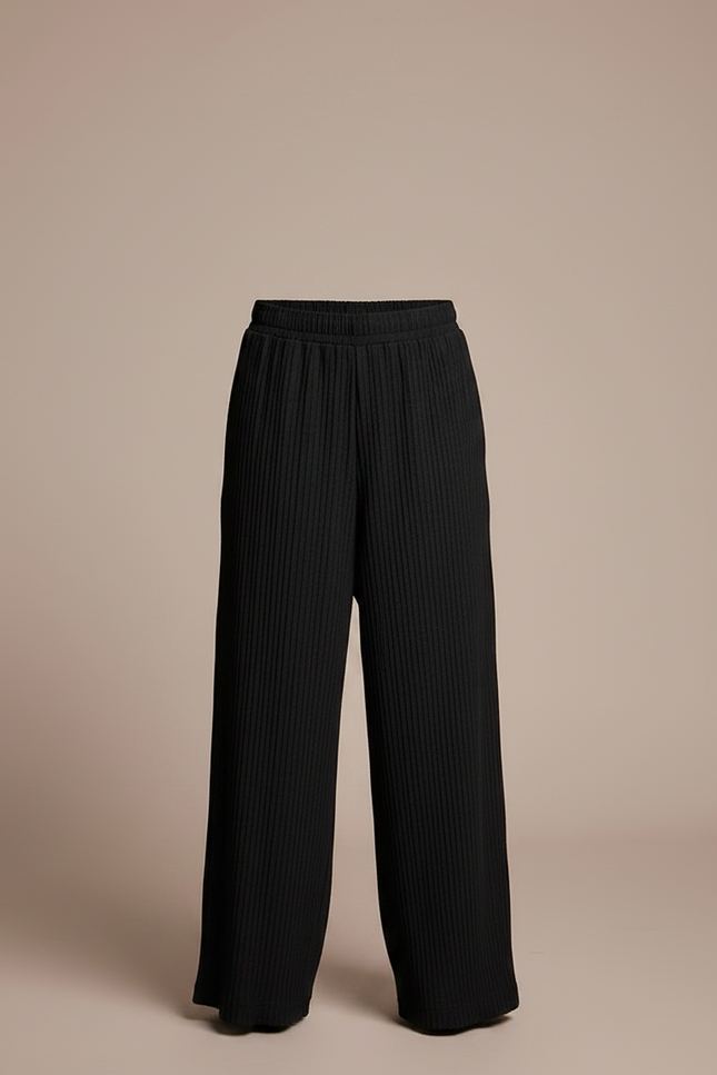 Pantalon Fluide Noir Plissé Ample Décontracté Enfant - Maille - vue 3