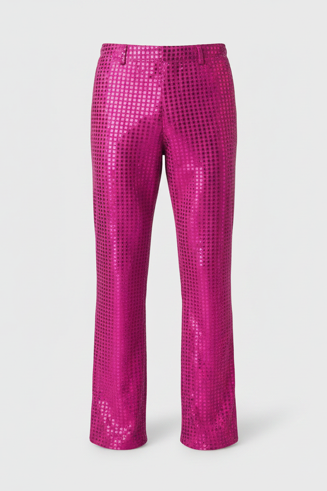 Pantalon Fluide Rose Paillettes Disco Évasé Homme - Polyester - vue 3
