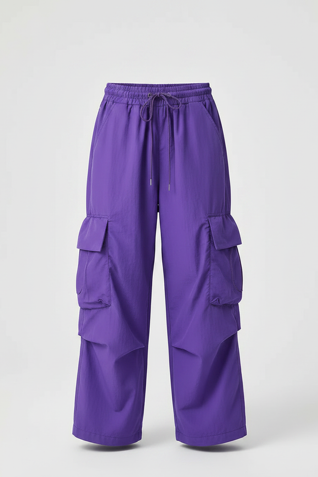 Pantalon Fluide Violet Cargo Ample Enfant Tendance - Polyester - vue 3