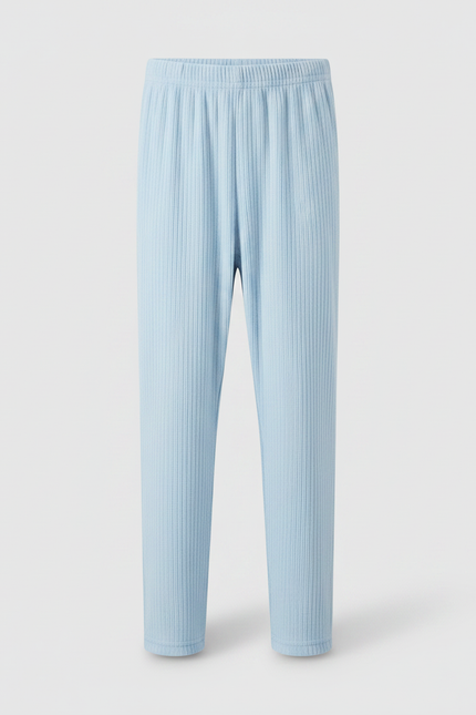 Pantalon Fluide Bleu Ciel Côtelé Confortable Enfant - Maille - vue 2