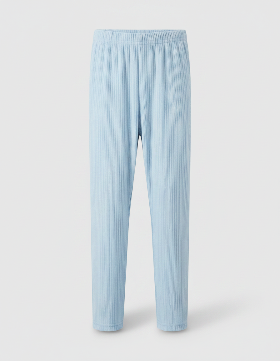 Pantalon Fluide Bleu Ciel Côtelé Confortable Enfant - Maille - vue 2