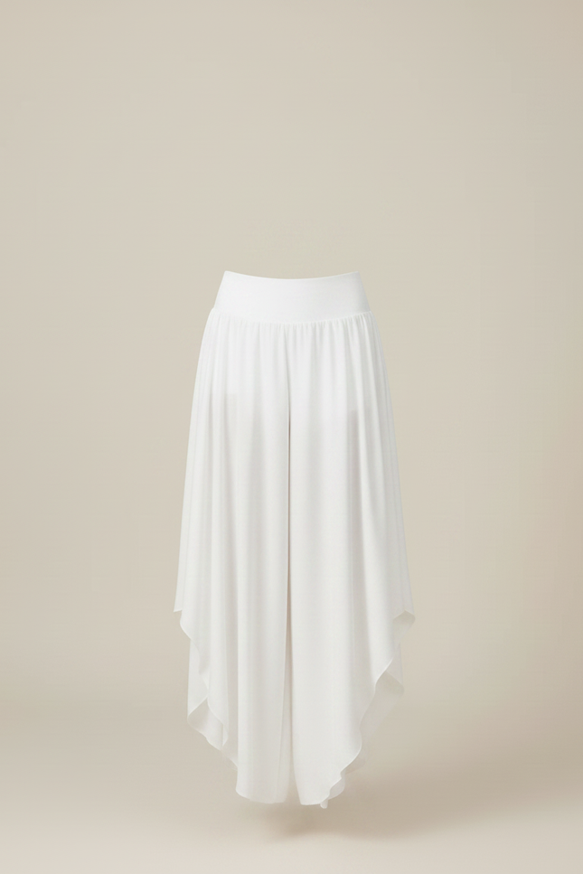Pantalon Fluide Blanc Ample Taille Haute Léger Estival - Viscose - vue 3