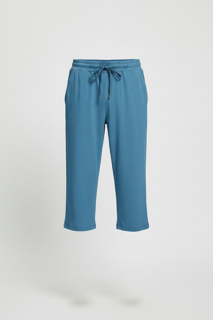 Pantalon Fluide Bleu Cordon Décontracté Court Homme - Viscose - vue 3