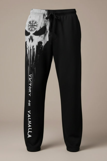Pantalon Fluide Noir Crâne Goutte Viking Ample Homme - Molleton - vue 3