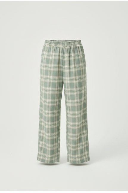 Pantalon Fluide Carreaux Vert Ample Décontracté Enfant - Viscose - vue 3