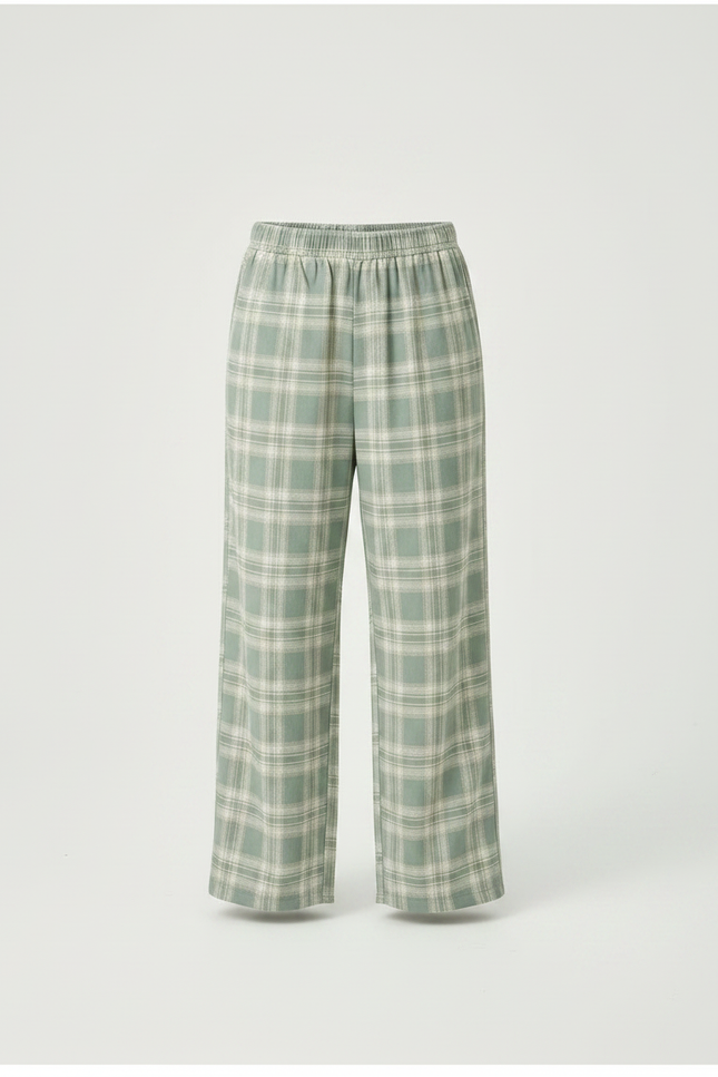 Pantalon Fluide Carreaux Vert Ample Décontracté Enfant - Viscose - vue 3