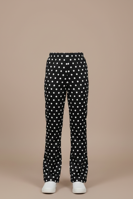 Pantalon Fluide Noir Pois Blanc Ample Enfant - Imprimé Polyester - vue 3