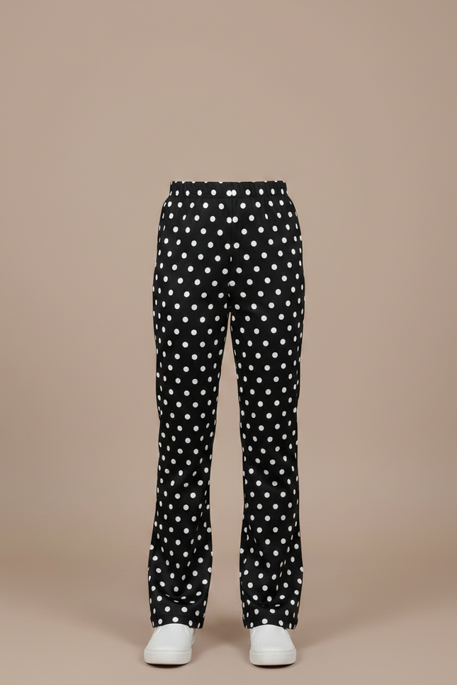 Pantalon Fluide Noir Pois Blanc Ample Enfant - Imprimé Polyester - vue 3