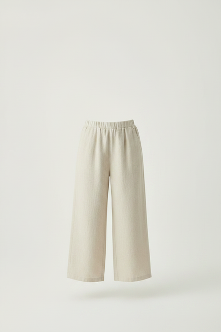 Pantalon Fluide Beige Coton Ample Décontracté Fille - Lin - vue 3