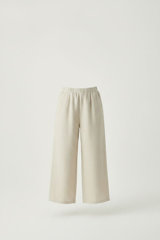 Pantalon Fluide Beige Coton Ample Décontracté Fille - Lin - vue 3
