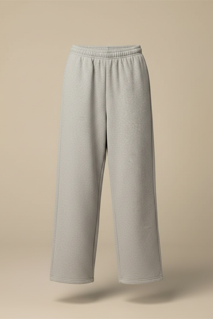 Pantalon Fluide Femme Gris Palazzo Coton Mi-saison - Molleton - vue 3