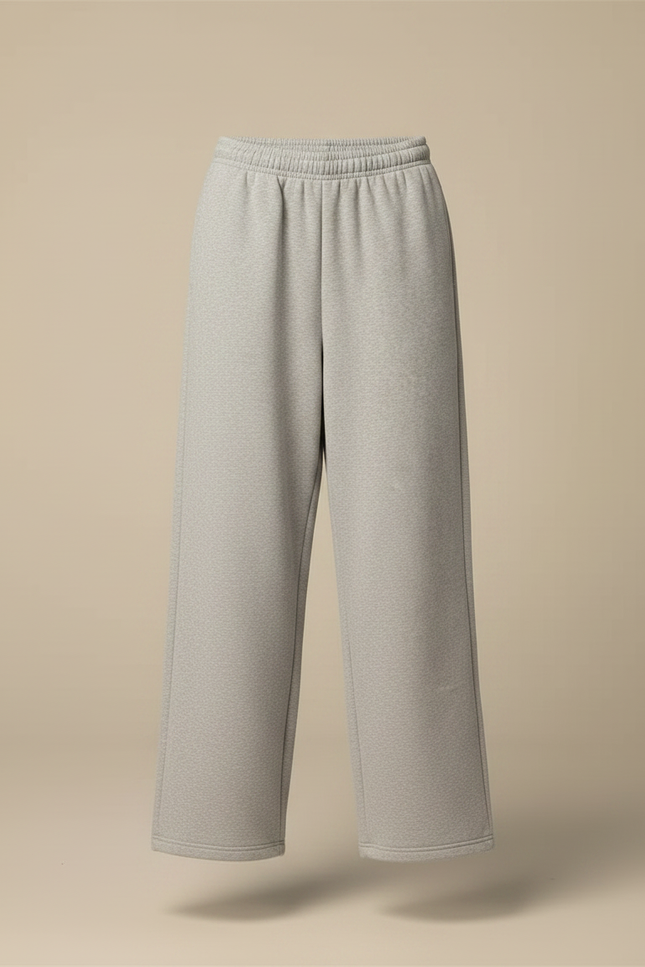 Pantalon Fluide Femme Gris Palazzo Coton Mi-saison - Molleton - vue 3