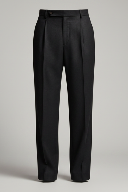 Pantalon Fluide Noir Ample Lin Élégant Plissé Homme - vue 3