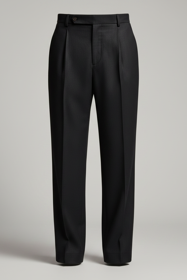 Pantalon Fluide Noir Ample Lin Élégant Plissé Homme - vue 3
