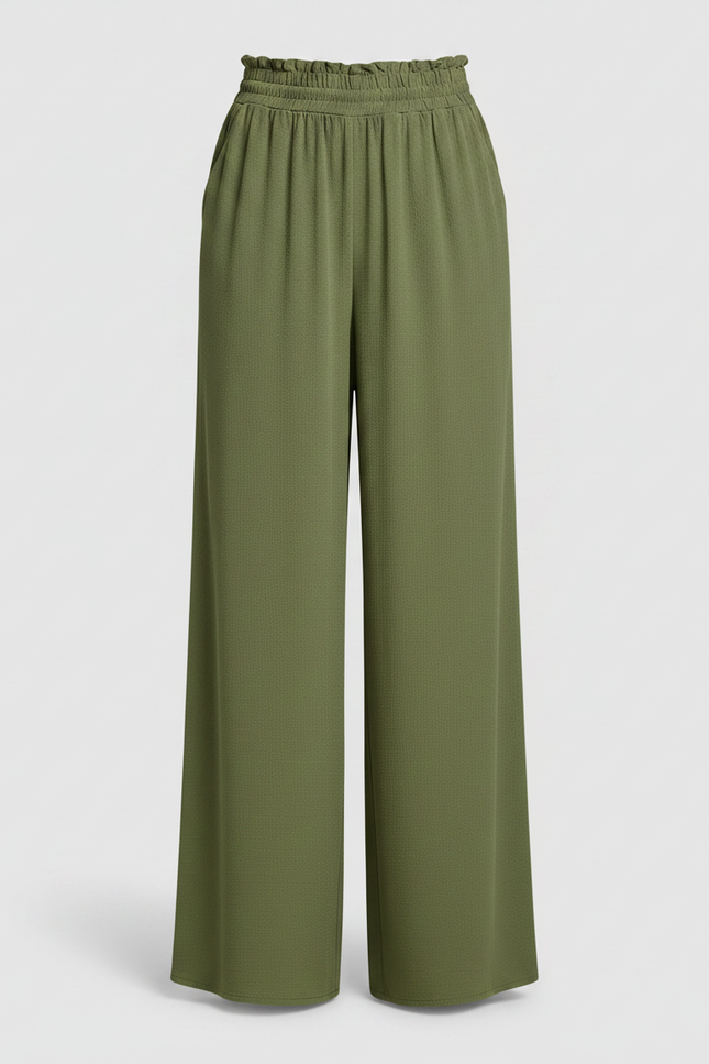 Pantalon Fluide Vert Olive - Kaki Viscose - vue 3