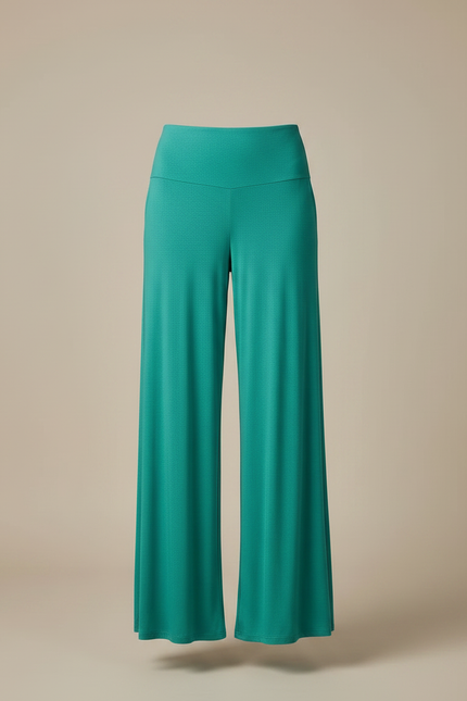 Pantalon Fluide Vert Émeraude Ample Taille Haute Décontracté - Viscose - vue 3